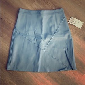 Light Blue Faux Leather Mini Skirt